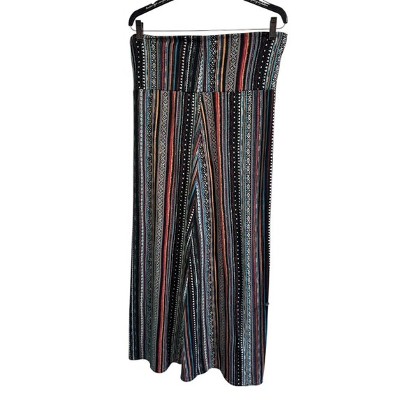 Boho Maxi Skirt Multicolor Striped Pattern XL Size Coco Womens - Picture 8 of 9